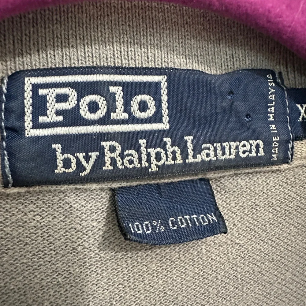 Polo Ralph Lauren Mens Polo Shirt XL Vintage 90s Grey Cotton Pique Preppy Golf
